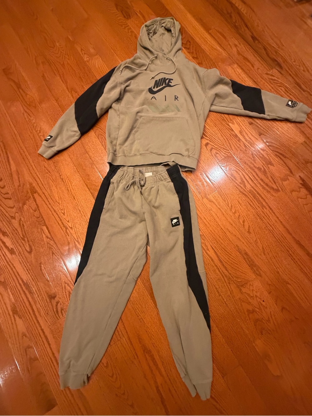 Nike Men's Olive Green and Black Air Hoodie & Joggers Set size medium